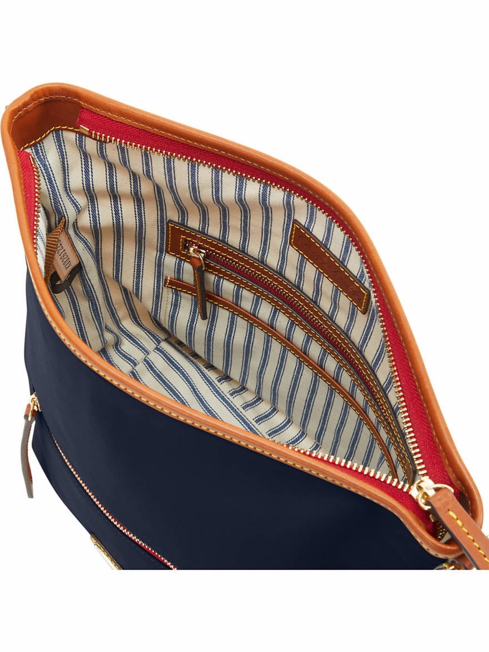 Dooney & Bourke Navy Nylon Crossbody with Brown Leather Trim - Picture 4 of 14